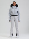 Women's Gsou Snow Mountain Chic Faux-Fur Trim Flare Ski Jumpsuit