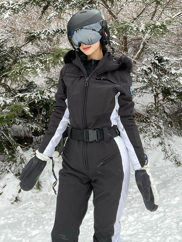 Freestyle Fleece Lined Ski Suit in Black