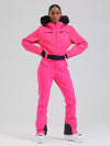 Women's Gsou Snow Mountain Chic Faux-Fur Trim Flare Ski Jumpsuit