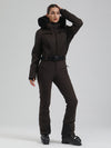 Women's Gsou Snow Mountain Chic Faux-Fur Trim Flare Ski Suit