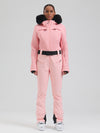 Women's Gsou Snow Mountain Chic Faux-Fur Trim Flare Ski Jumpsuit