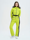 Women's High Experience Mountain Chic Faux-Fur Trim Flare Onesie Ski Jumpsuit