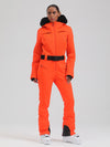 Women's Gsou Snow Mountain Chic Faux-Fur Trim Flare Ski Jumpsuit