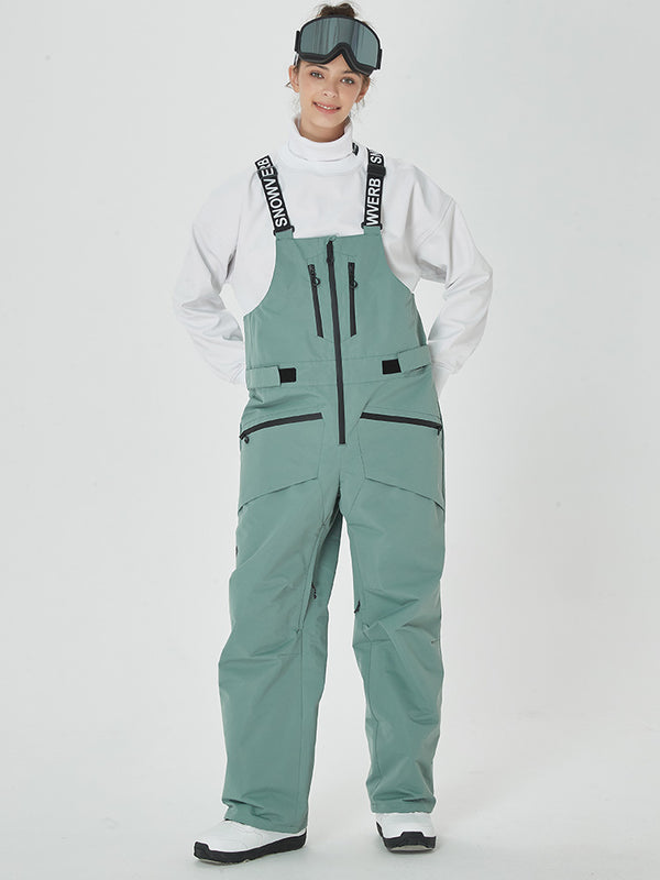 Women's Mountain Freerider Swag Cargo Snowboard Bib Overalls Baggy Snow Pants